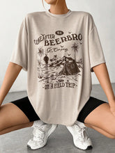 Women'S Letter And Coconut Tree Print T-Shirt And Shorts Set